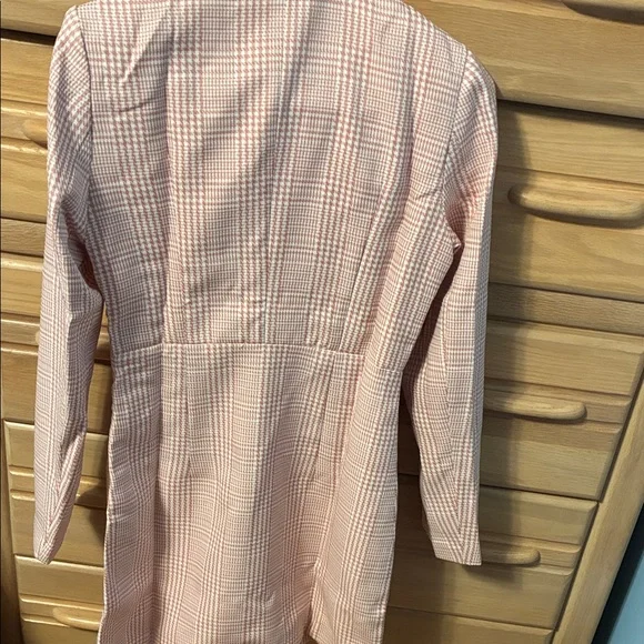Pink Plaid Women's Long Sleeve Dress Holiday Party Ready Choosy - Picture 5 of 6